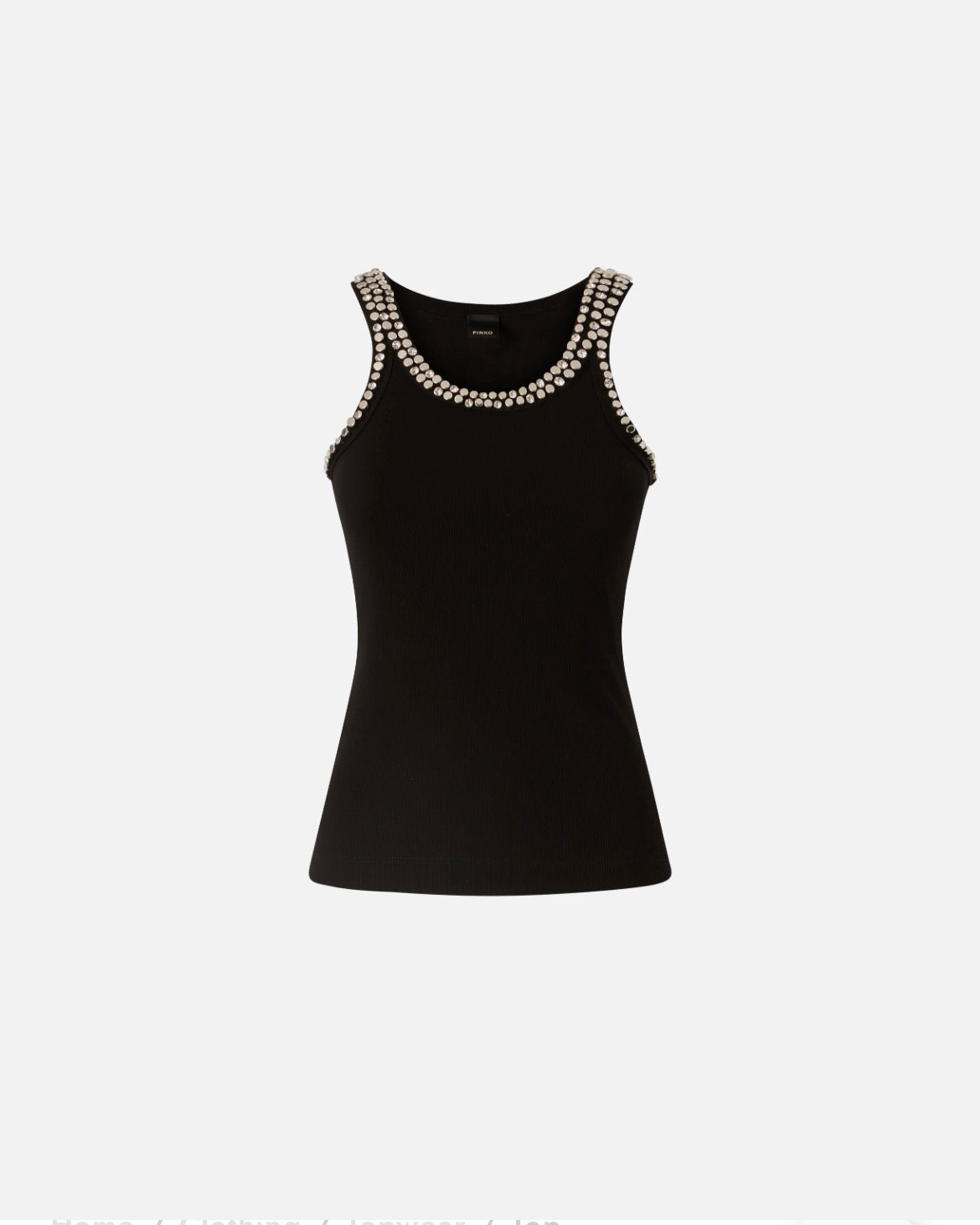 PINKO Ribbed Top With Bejeweled Embellishment