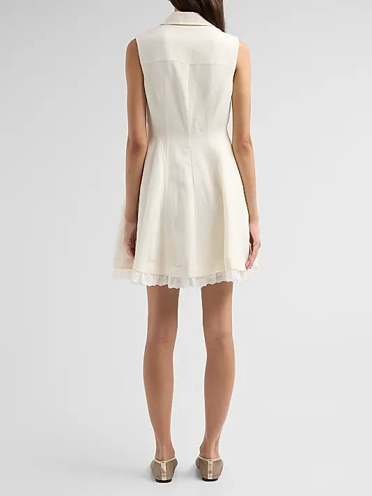 CREAM LINEN BLEND MINI DRESS