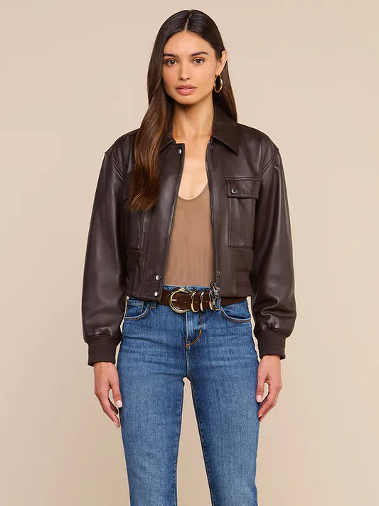 CLOTILDE LEATHER BOMBER JACKET