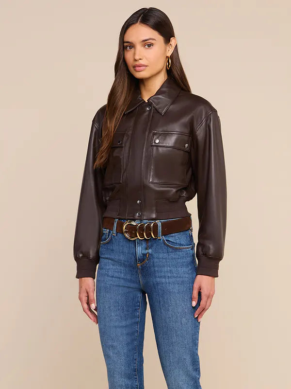 CLOTILDE LEATHER BOMBER JACKET
