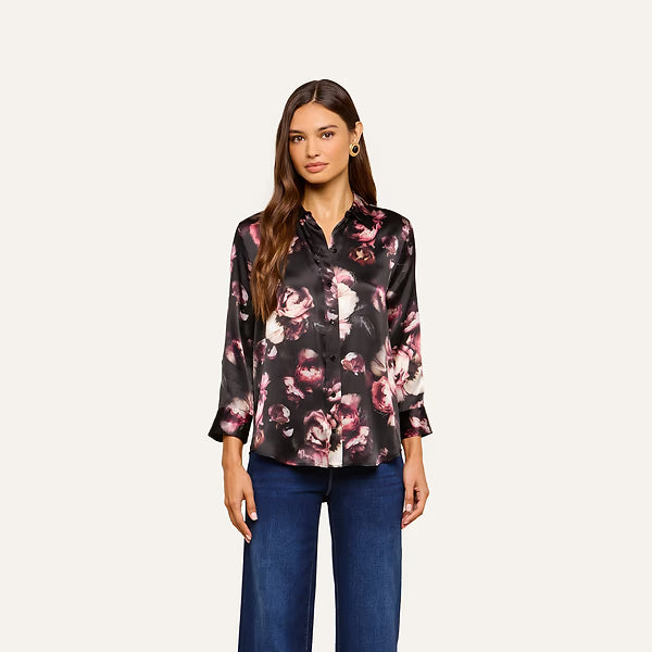 DANI 3/4 BLACK MAUVE DISTRESSED ROSE