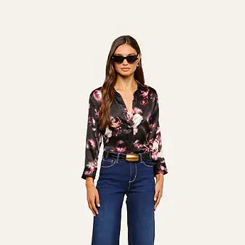 DANI 3/4 BLACK MAUVE DISTRESSED ROSE