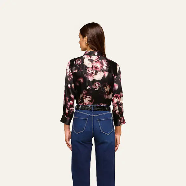 DANI 3/4 BLACK MAUVE DISTRESSED ROSE