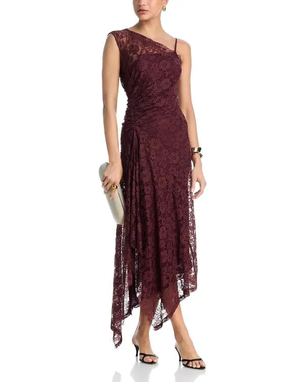 GIA ASYMMETRIC ONE SHOULDER MIDI DRESS