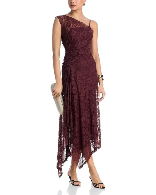 GIA ASYMMETRIC ONE SHOULDER MIDI DRESS