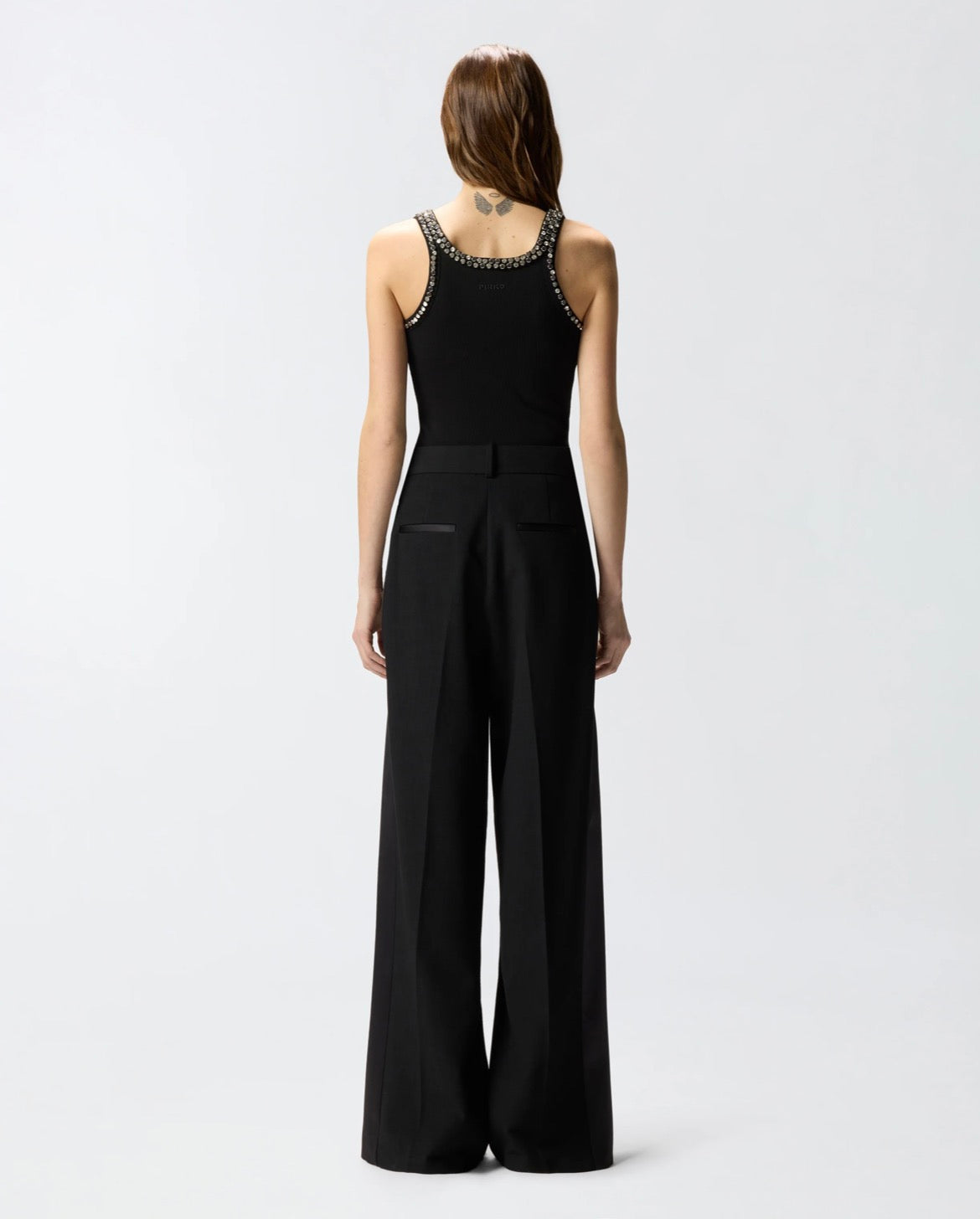PINKO Ribbed Top With Bejeweled Embellishment