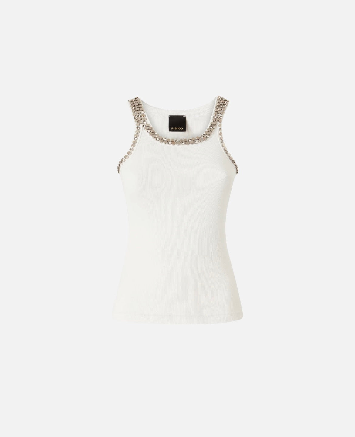 PINKO Ribbed Top With Bejeweled Embellishment