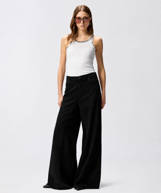 PINKO Ribbed Top With Bejeweled Embellishment