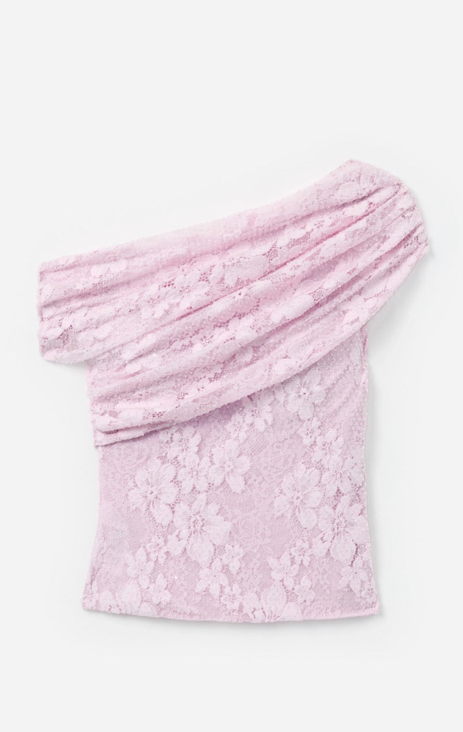 Self-Portrait Pink Rhinestone Lace Drape Top