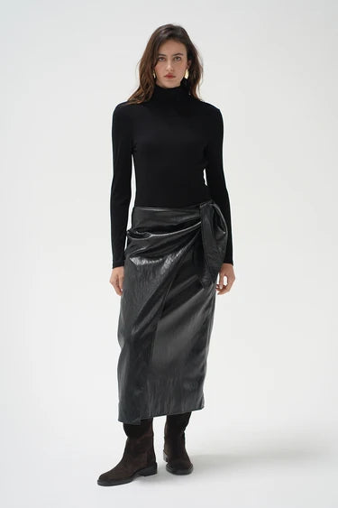 VEGA FAUX LEATHER WRAP SKIRT
