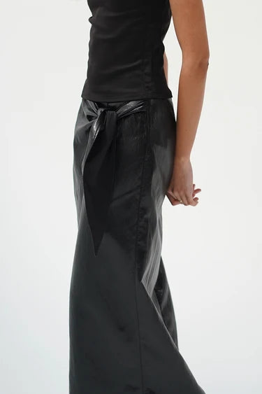 VEGA FAUX LEATHER WRAP SKIRT