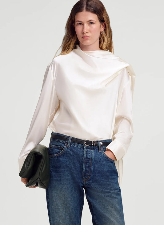 NADINE SILK DRAPED TOP