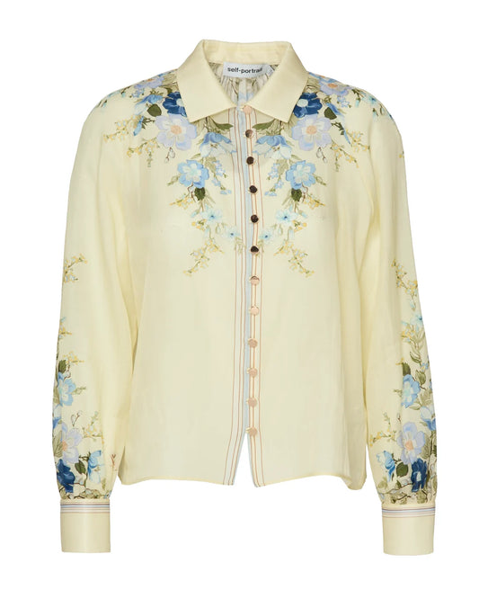 Yellow Floral Organza Blouse