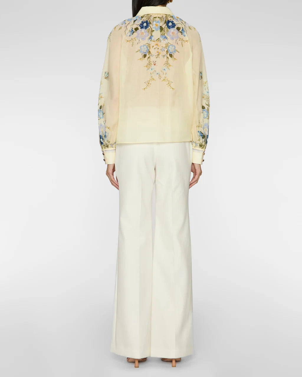 Yellow Floral Organza Blouse