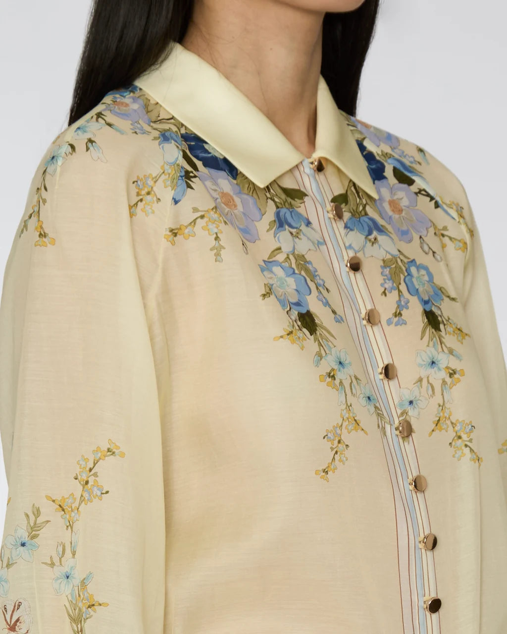 Yellow Floral Organza Blouse
