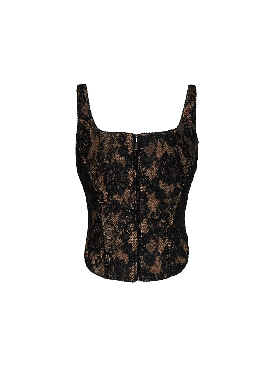 BLACK LACE CORSET TOP